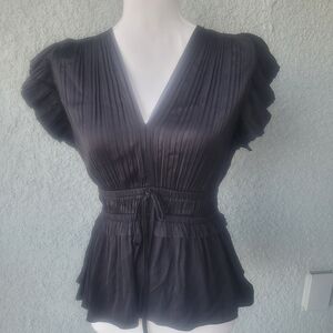 Joie Elegant Black Pleated Blouse